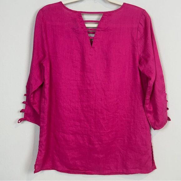 Peck & Peck Magenta Linen Tunic Top M - Picture 3 of 6